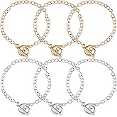 STSTR 6 PCS Bracelet Chain for Jewelry Making, Alloy Chain Link Bracelet with OT Buckles for Women Men, Simple Charm Chain Bracelet for Daily, Party, DIY Crafts - Gold, Silver