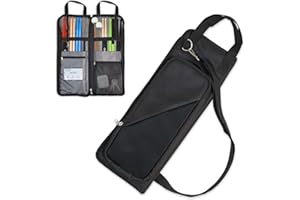 H&M SOUND MART SoundMart DrumStick Bag - 8 Slot Drumstick Organizer, Durable Polyester Percussion Stick Bag with 2 Zipper Pockets, Business Card Slot, Adjustable Straps 26"-50.5" - Drum Sticks Holder for Musicians