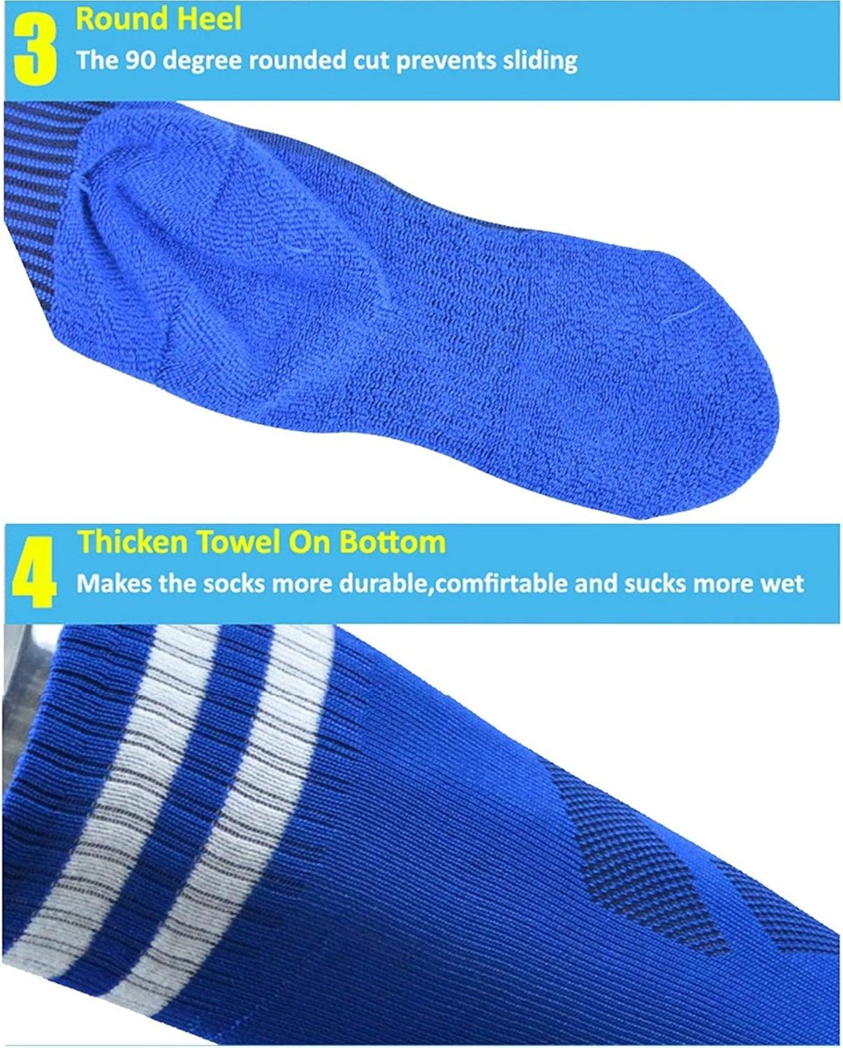 Kids Soccer Socks 4 Pack Boys Girls Cotton Team Socks Teens Children Soccer Socks: Clothing