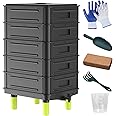 TOP XIAN 5-Layer Worm Compost Bin, 85L Worm Composter for Indoor & Outdoor, Worm Farm Starter Kits for Vermicomposting Starter, Garden Worm Composting Bin for Recycling Food Waste (Black)