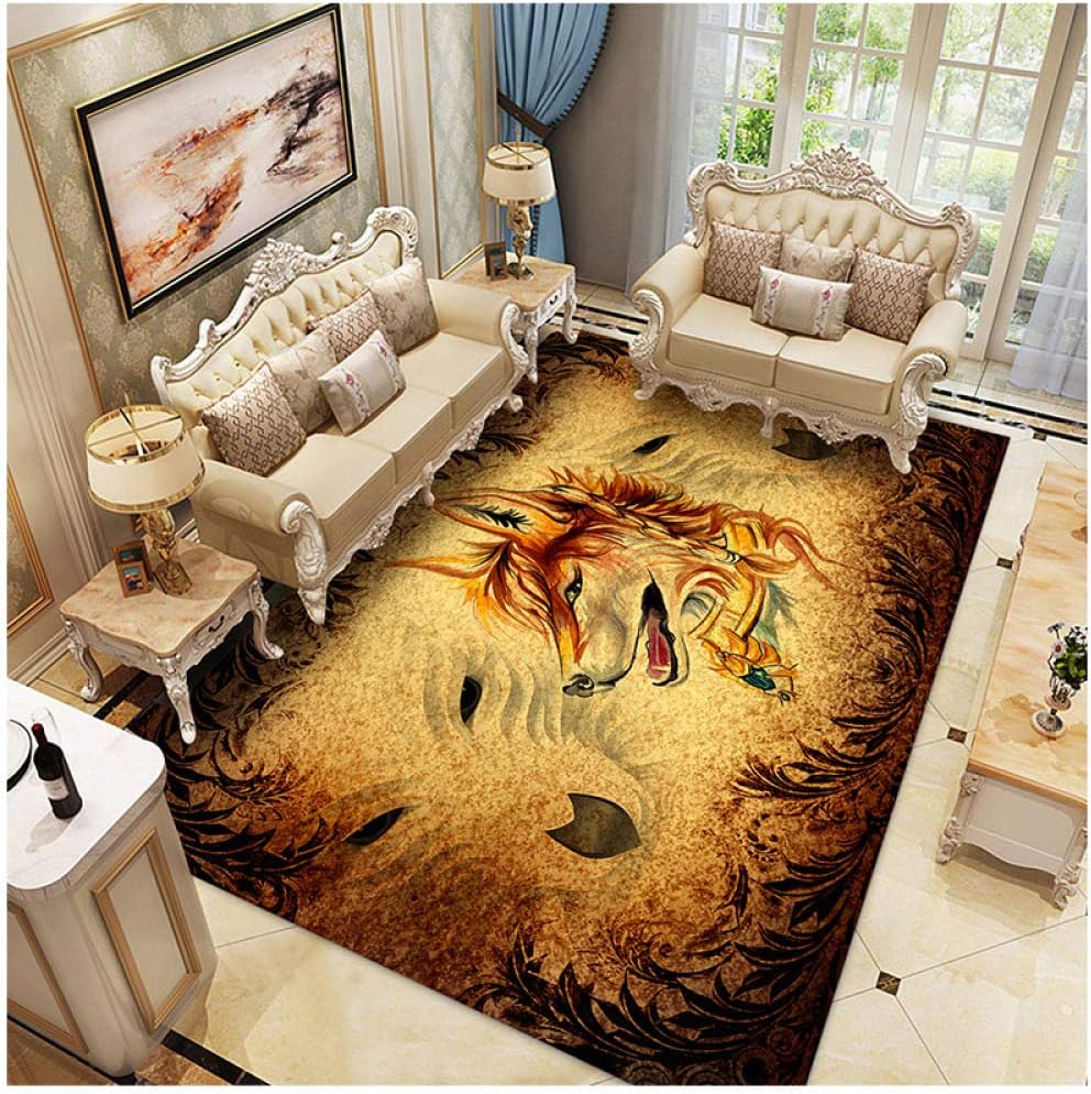 KFEKDT 3D Snow Wolf Carpet Bedroom Kitche Rugs Kids Room Decorative Play Mat Area Rug Pastoral Cat Carpets for Living Room A4 80x160cm