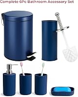 iTrend 6-Piece Matt Blue Bathroom Accessories Set 3L Pedal Waste Bin view 9