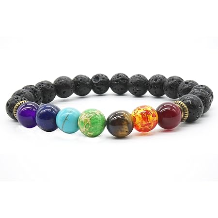 Lava Armband 7 Chakra Healing Balance Armband Damen und Herren Zen-Buddhismus Armreif Yoga Lava-Stein Energietherapie Modesch