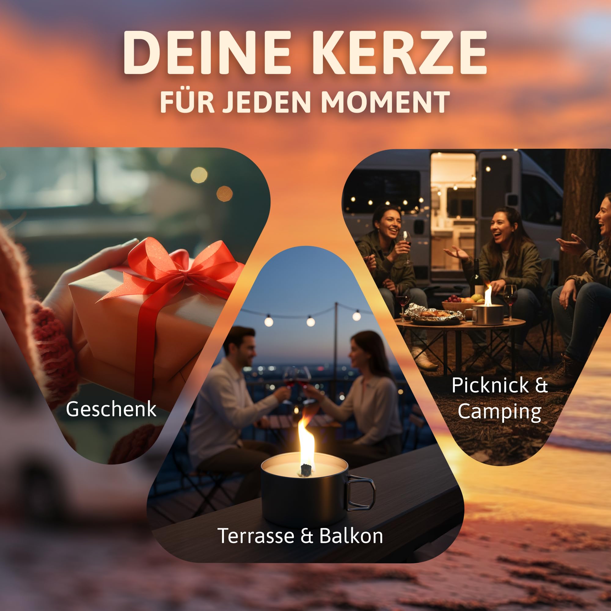 AUTDOOR® Dauerkerze Outdoor aus Sojawachs – Nachfüllbare Campingkerze mit Dauerdocht | Nachhaltiges Windlicht als Mini-Lagerfeuer für Garten & Balkon – Umweltfreundliche & wiederverwendbare Kerze 5