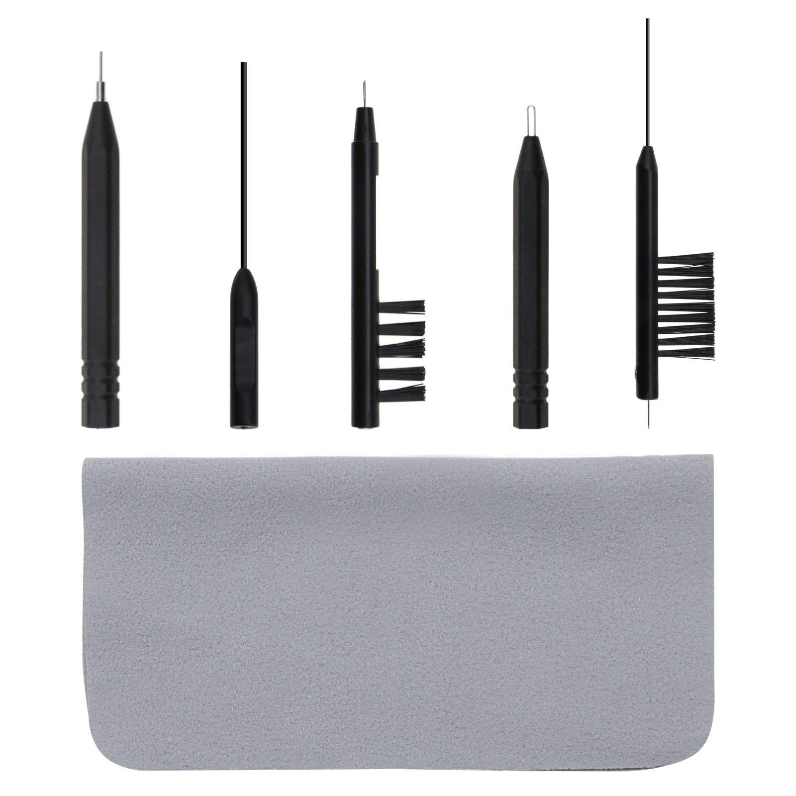 Create idea 6Pcs Hearing Aid Disassembly Cleaning Tool Kit Multi-Functional Brushes with Magnet Wax Loop Vent Cleaner Steel Pick Microfiber Cloth Universal