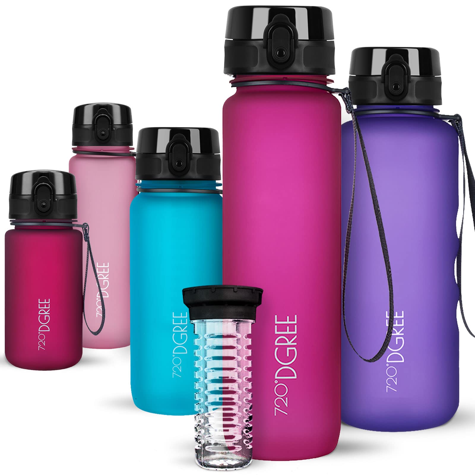 720°DGREE Water Bottle “uberBottle“ - 1 L softTouch +Fruit-Infuser - BPA-Free Tritan, Leakproof, Reusable Drinking Bottle - Sports Bottle for Gym, Running, Fitness, Cycling, Travel, School & Office
