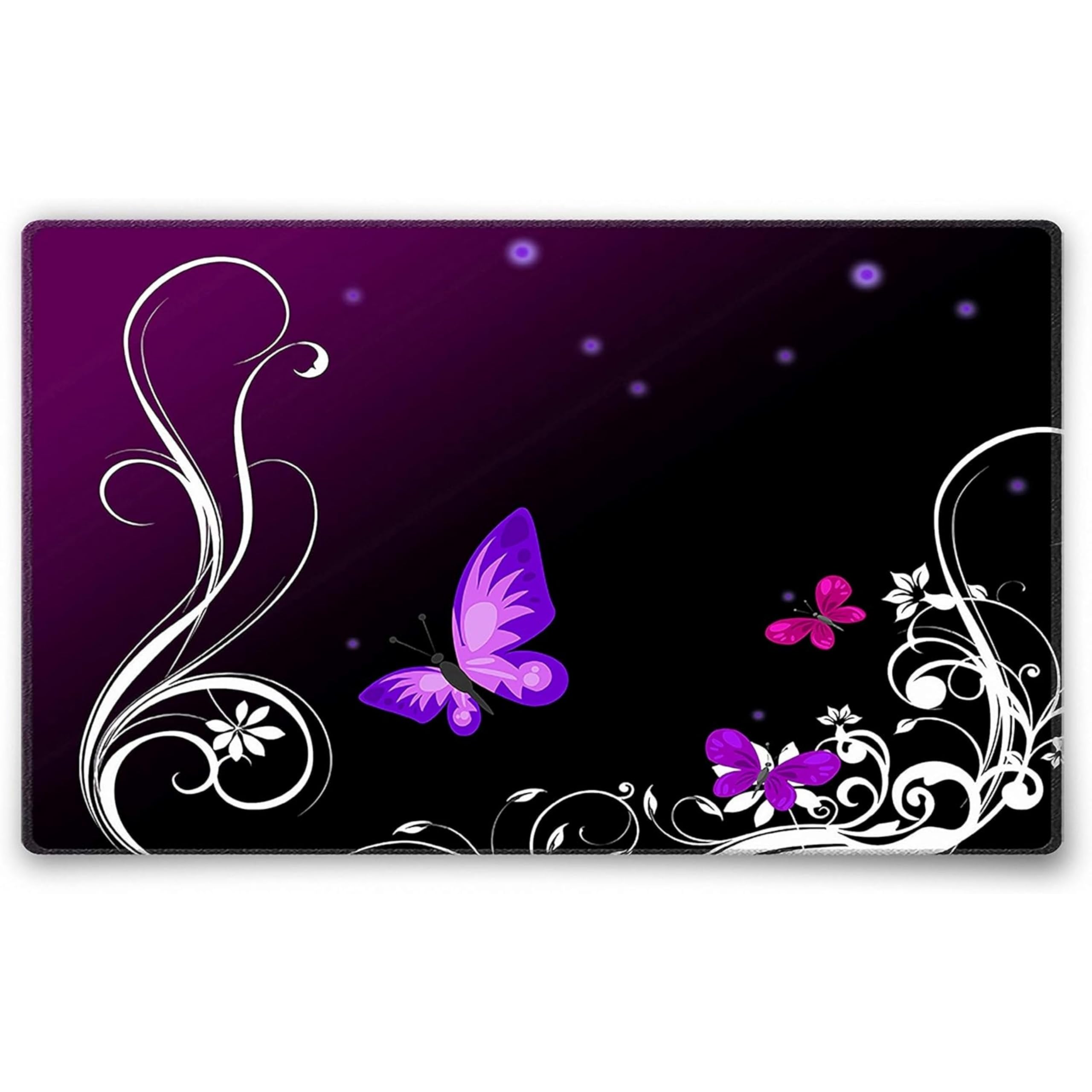 Silent Monsters Mouse Mat Small 10 x 8 inches / 24 x 20 cm, Purple Butterfly, Stitched Edges, washable & rollable Mouse Pad, Gaming Home Office Mousemat, Mousepad non-slip & quiet, Desk Mat