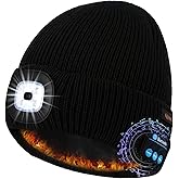 Bluetooth LED Beanie, Fleece Lined Winter Warm Music Hat with Light and Speaker Mic Headphones,Gifts for Men Women