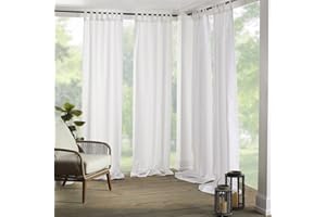 Elrene Home Fashions 26865643176 Indoor/Outdoor Solid Tab Top Single Panel Window Curtain Drape, 52" x 108", White