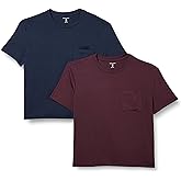 Amazon Essentials Women's Jersey Relaxed-Fit Short-Sleeve Crewneck Pocket T-Shirt, Pack of 2