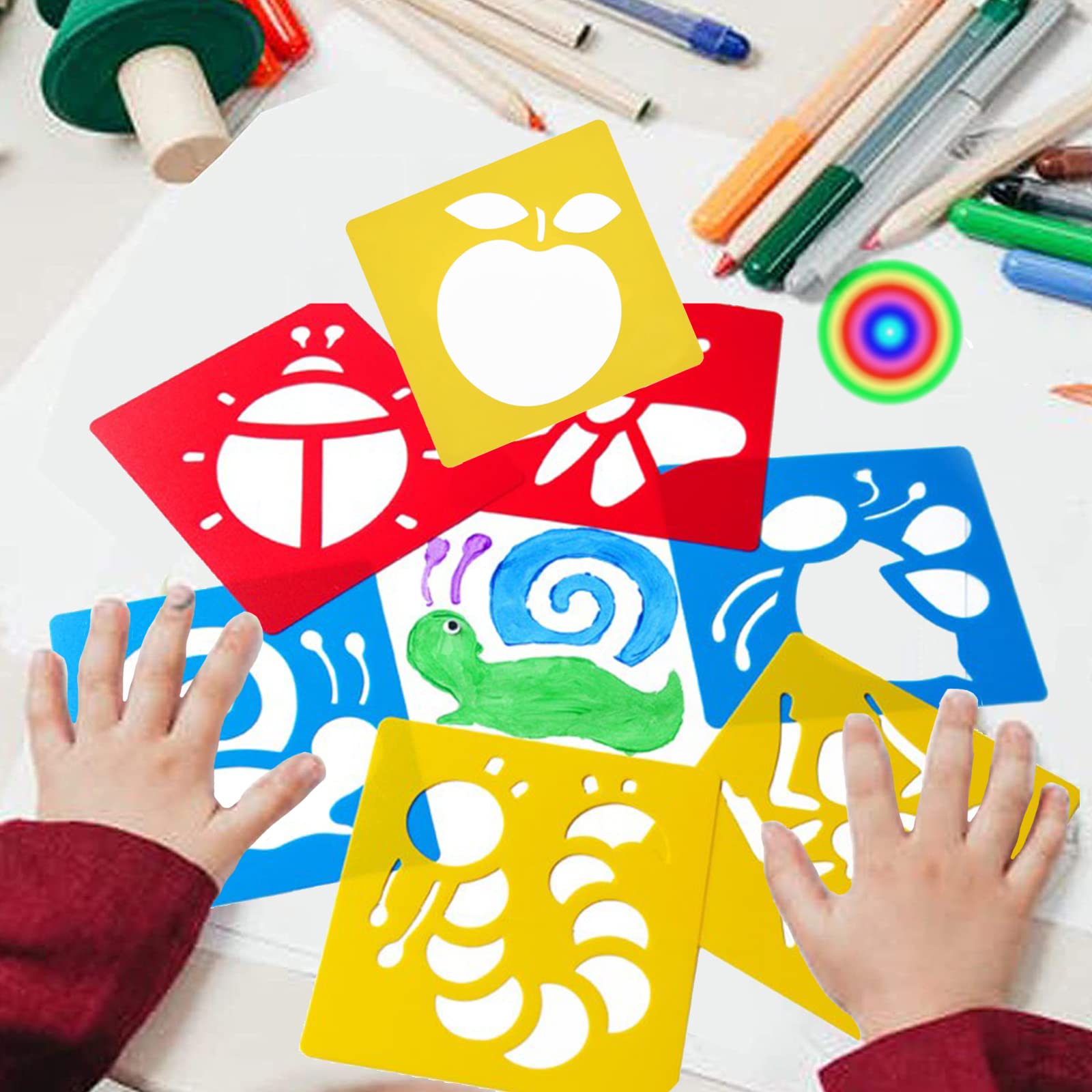 LanMa Drawing Stencils for Kids, 48 Pieces Plastic Drawing Painting Stencil Templates for Kids Crafts School Art Projects