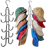 Dixsxusu Hat Organizer for Closet, Baseball Caps Rack with 10 Hooks | Stainless Steel Hat hanger，Space-Saving Hat Holder Display for Caps Storage and Closet Organization, Black