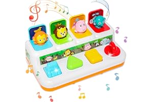 BACCOW Baby Toys 6 to 18 Months, Musical Cause and Effect Pop Up Toys for Toddlers 1-3 Years Old Boys Girls Gifts, Montessori Interactive Animal Infant