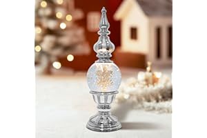 GLEXPFESTI Christmas Snow Globe Lantern Snowflake Water Glittering Globe with 6H Timer Function Christmas Snow Globes 3 AA Battery Operated for Christmas Festival Decorations Gifts (Snowflake)
