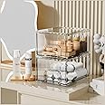 ZHIAI 2 Pack Clear Stackable Cosmetic Organizer, Acrylic Drawer, Plastic Organizer for Dresser, Vanity, Kitchen Cabinet, Pantry, Home Organization and Storage