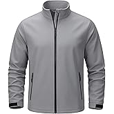 TACVASEN Men's Lightweight Softshell Jacket Waterproof Lightweight Fleece Lined Winter Coat with 4 Pockets Windbreaker