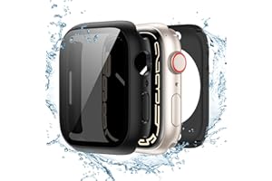 Tensea (2-in-1) for Waterproof Apple Watch Screen Protector Case Series 9 8 7 45mm, iWatch Protective PC Face Cover Built-in 