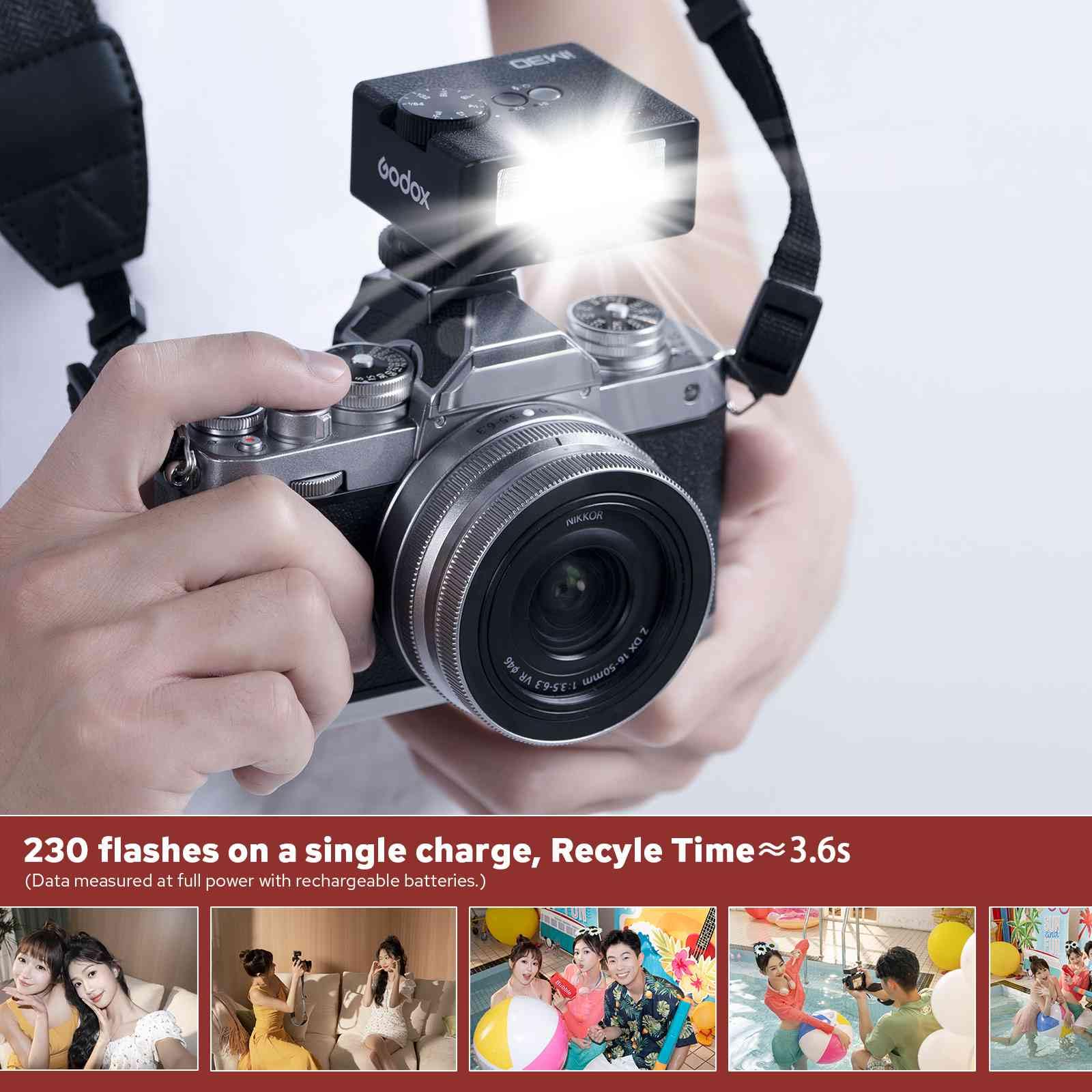 Godox iM30 Mini Kamera Blitz,GN15 mit 7-Stufen Flash Power,CCT 6500K±200K mit S1/S2 optischer Steuerung für Canon/Sony/Fuji/Nikon/Panasonic/Olympus, für Kameras mit Single-Contact Hotshoe 8