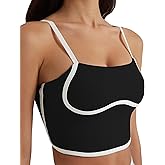 AugIris Womens Workout Tank Tops Adjustable Strap Longline Sports Bra Padded Sleeveless Top