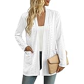 Yincro Women's Lightweight Open Front Cardigan Casual Long Sleeve Loose Cardigans with Pockets