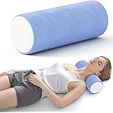 Forcanby Neck Roll Cervical Pillow for Neck Pain Relief - Memory Foam Neck Pillow for Bed, Round Neck Pillows for Sleeping, 15.7 * 6 * 6inch (Blue-White)