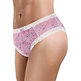 Littleforbig Unisex Hipster Briefs Cottagecore Pattern Mesh Shaping Tucking Gaff Briefs for Crossdressers Transgender M Pink