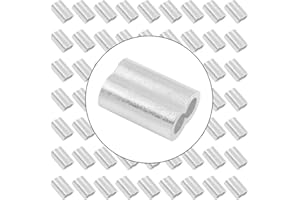 Auvotuis 25Pcs Aluminum Crimping Loop Sleeve, 1/4 Inch (6mm) Wire Rope Sleeve for Wire Rope and Cable