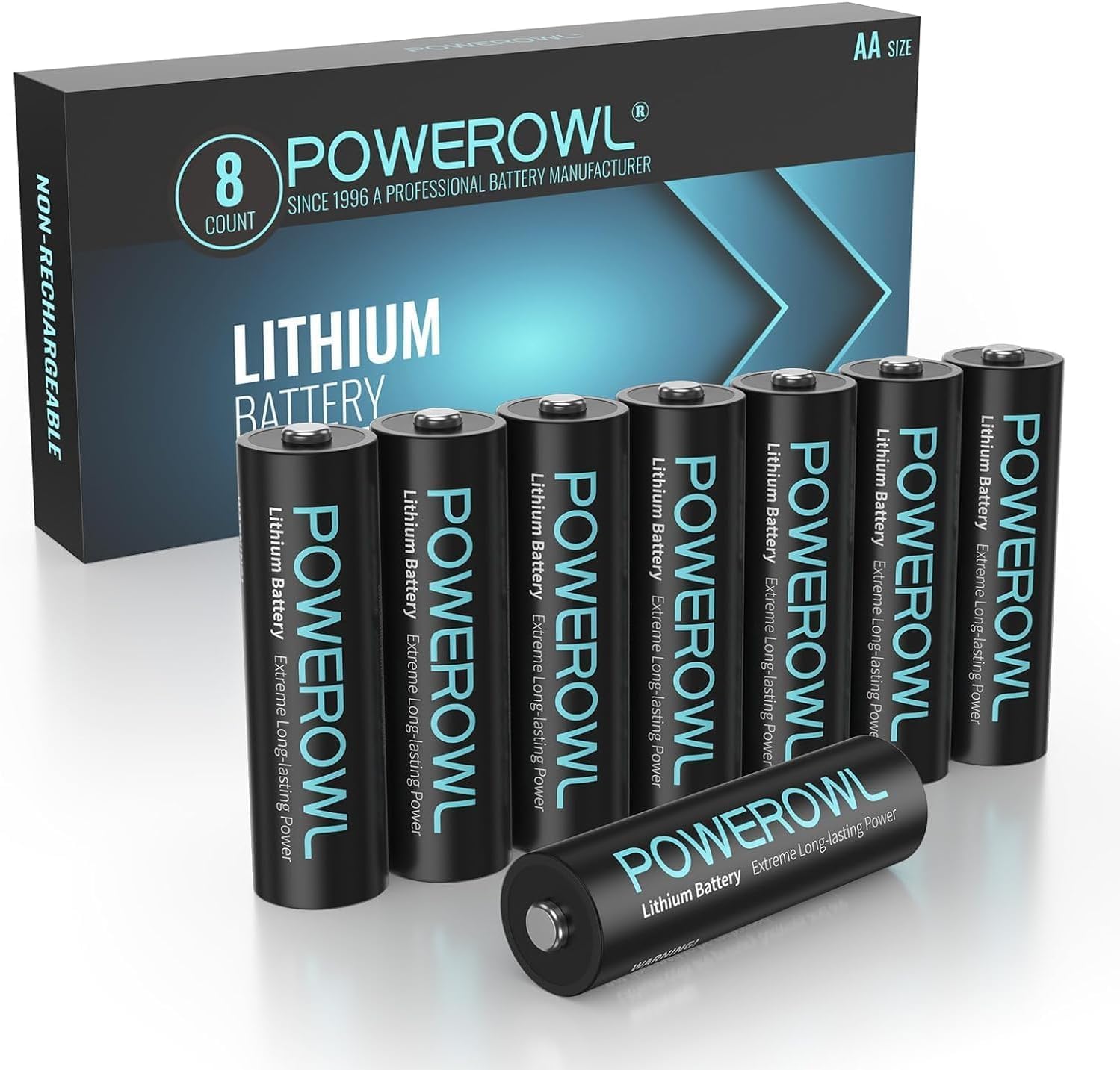 POWEROWL AA Batterie 8 Stück, AA Lithium Batterie 1,5 Volt Hochleistungsenergie (Nicht wiederaufladbare)