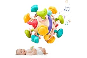INZERWUDI Baby Sensory Teething Toys, Teethers for Babies 0 3 6 9 12 18 Months, Shower Gifts for 1 2 One Two Year Old Girls Boys, Infant Chew Rattles Toys, Newborn Toddler Montessori Learning Developmental Toy