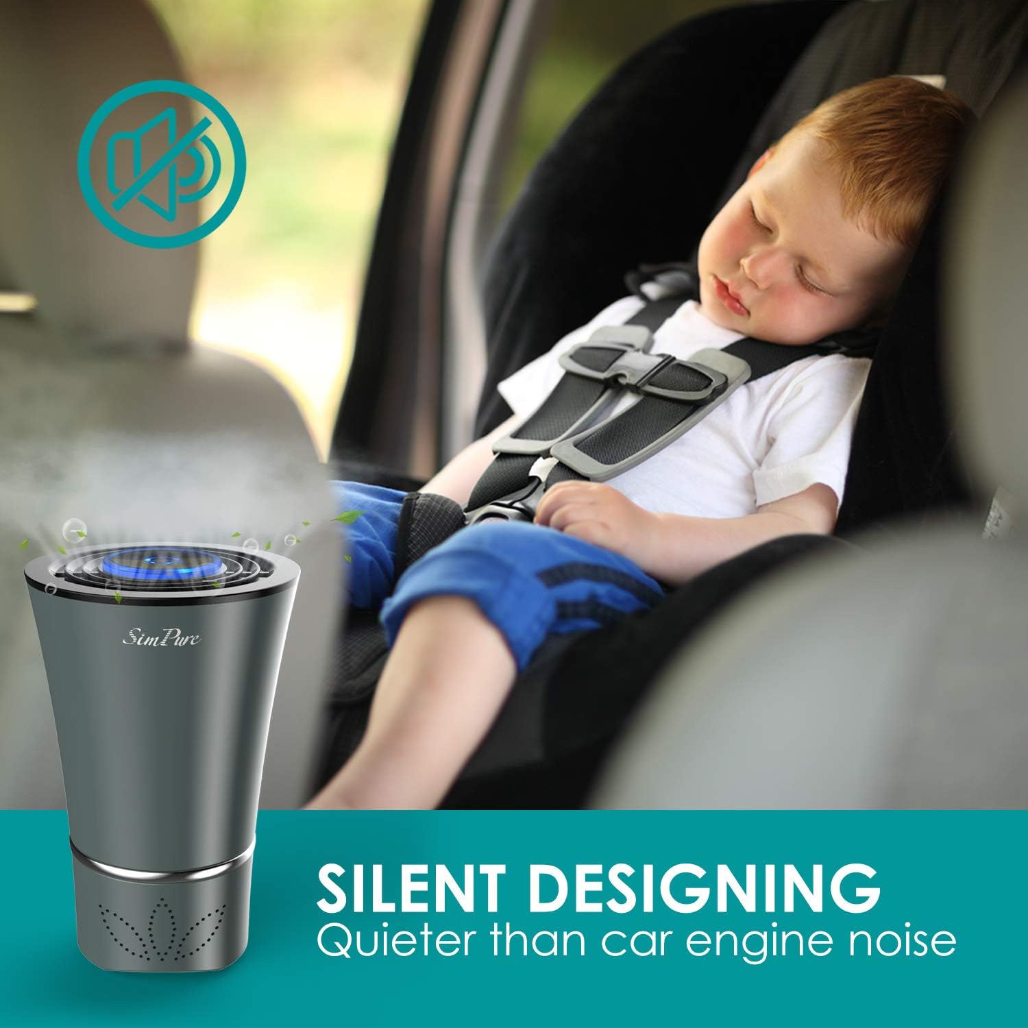 SimPure HC3 360° Car Air Purifier 4-Stage Filtration Air Cleaner, Captures PM2.5 Eliminate Allergens, Odor, Smoke, Pollen Mold USB Port Power with A Car Charger: Kitchen & Dining