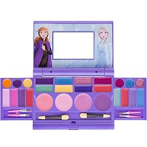 Townley Girl Disney Frozen Elsa and Anna Beauty Makeover Compact with Mirror for Girls, Including 6 Lip Glosses, 4 Blushes, 8 Eye Shadow Creams and 8 Eye Shadow Powders, Ages 3 and up