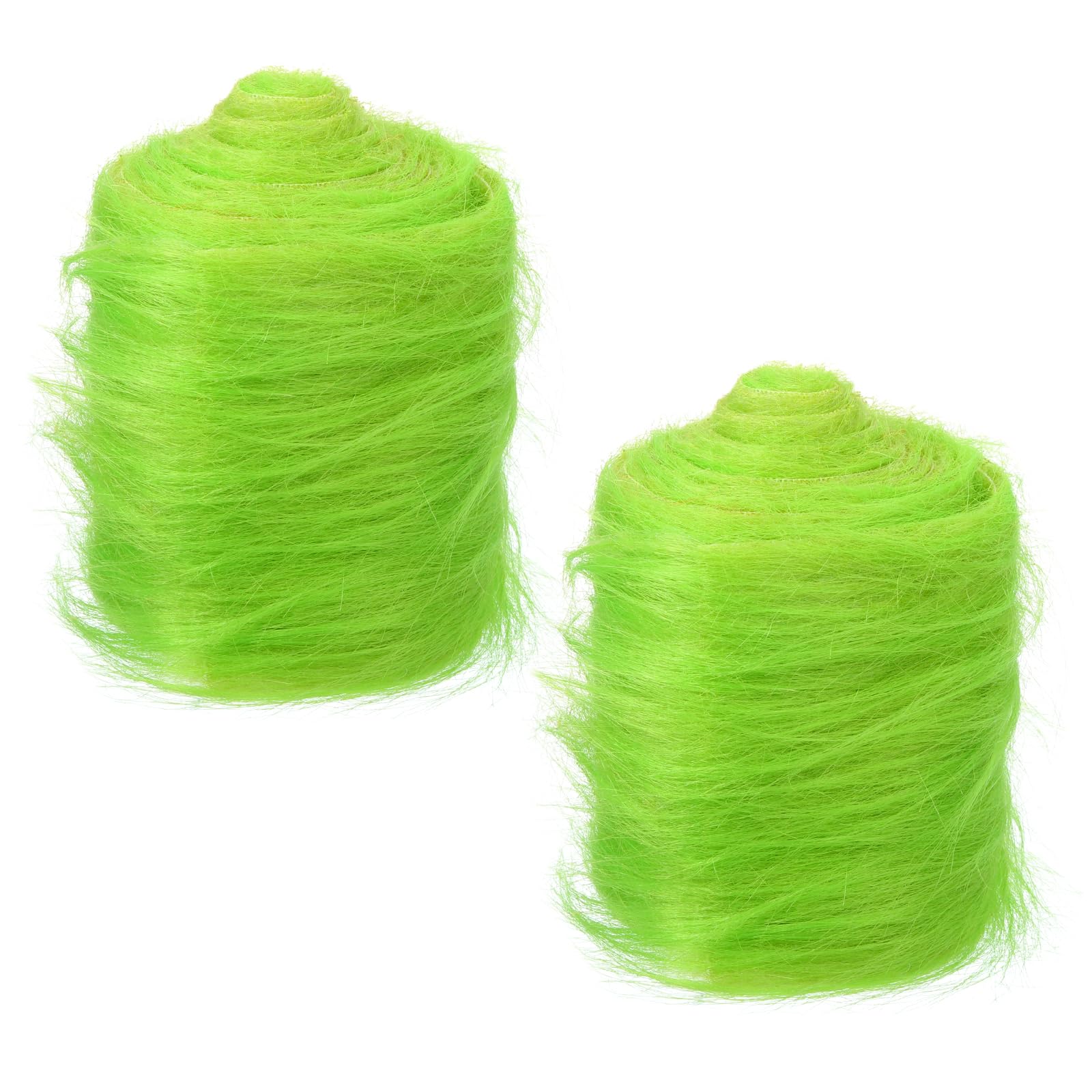 PATIKIL Plush Faux Fur Fabric Precut Strips, 2 Pcs 59" x 4" Fluffy Faux Fur Ribbon for DIY Crafts Christmas Halloween Gnome Beard, Green