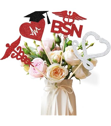 Nurse Graduation Party Centerpiece Sticks - Set Of 15 Table Toppers For Medical Nursing Graduation Decor