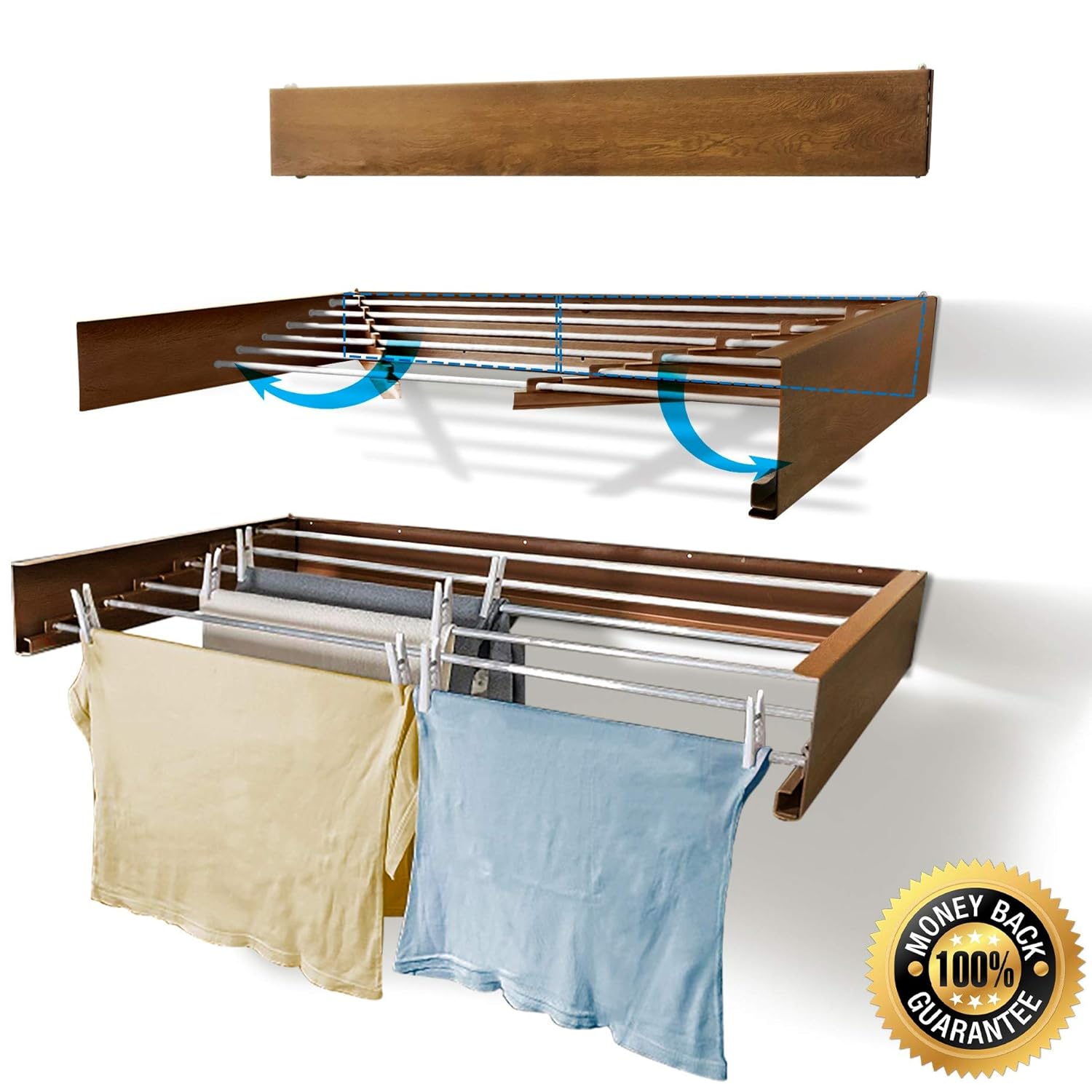 Wall Mounted Laundry Drying Rack Collapsible Clothes Drying Rack