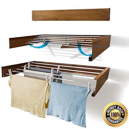 Wall Mounted Laundry Drying Rack Collapsible Clothes Drying Rack