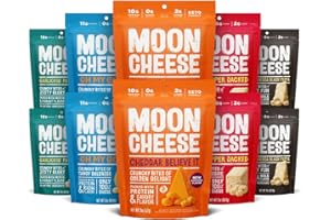 Moon Cheese Bites Bundle, Cheddar, White Cheddar, Parm, Gouda & Get Pepper Jacked, 2-Ounce, 10-Pack, Lunch or Snack