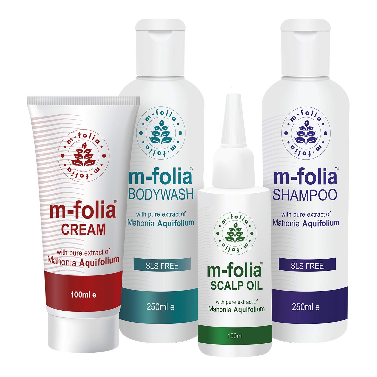 M-FOLIA Psoriasis Scalp Shampoo, Body Wash, Oil and Cream (Multipack) (Pack of 4)