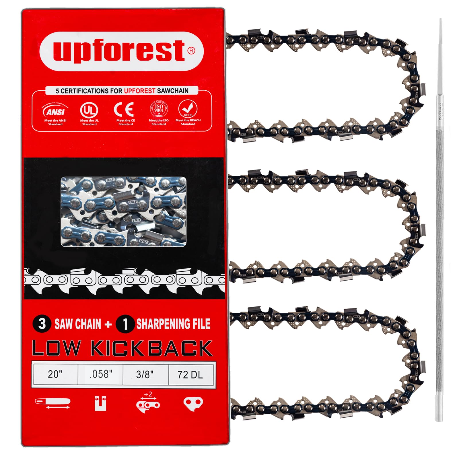 20 Inch Chainsaw Chain 3/8" Pitch-.058" Gauge 72 Drive Links Fits Husqvarna 555, 562XP, 365/565, 372XP/ 572XP, 576XP, 390XP, 395XP, 3120XP (73MLPX72) Image