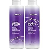 Joico Color Balance Purple Shampoo & Conditioner Set, Eliminate Brassy and Yellow tones, for Cool Blonde or Gray Hair