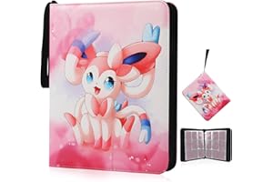 VIQYHVIQ Card Binder for Pokemon 900 Pockets, Trading Card Binder 9-Pocket Card Holder Binder Card Collection Binder Fits 900 Cards with 50 Removable Card Sleeves Collection Storage Album for Boys Girls