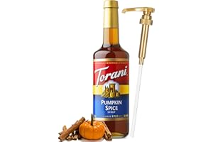 Pumpkin Spice Syrup for Coffee 25.4 Ounces | Torani Pumpkin Spice Syrup with Little Squirt Syrup Pump