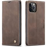 QLTYPRI Case for iPhone 12 Pro Max, Vintage PU Leather Wallet Case Card Slot Kickstand Magnetic Closure Shockproof Flip Folio Book Cover for iPhone 12 Pro Max 6.7 inch - Coffee Brown