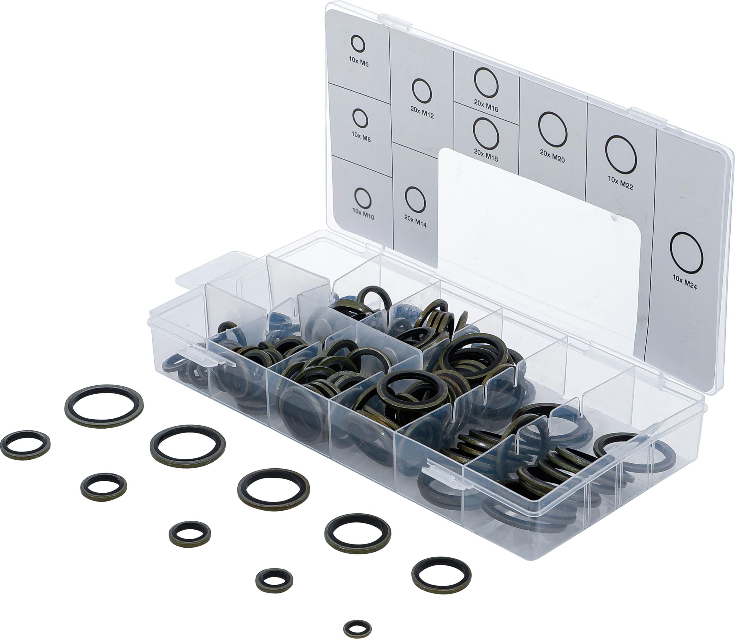 BGS 9306 | Seal Ring Assortment | Metal | with Rubber sealing Bead | 150 pcs.