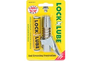 LockNLube Grease Gun Coupler - Zerk Grease Coupler Fitting Tip - Easy Lock-on, Clip-off - Stays on - Grease goes in, not on t