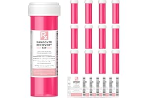 LOVEVOYAGE Bachelorette Party Favors, 12 Pack Hangover Kit Pink Pill Bottles, Perfect Hangover Recovery Kit for Bride Emergency on Wedding Day, Girls Night Out, 21st Birthday Party Supplies