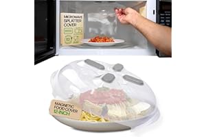 HOVER COVER Magnetic Splatter Cover, 12-Inch Clear BPA-Free Food Lid, Vented Plate Guard with Steam Vents, Anti-Splash Microw