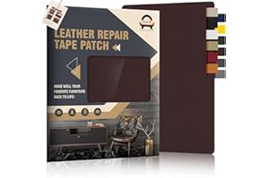 OAZ Leather Repair Patch Tape, 9"x 11" Self Adhesive Leather Repair Tape for Furniture, Leather Repair Kit for Car Seat, Couch, Sofa, Chair, Boat Seat - Smooth Dark Brown
