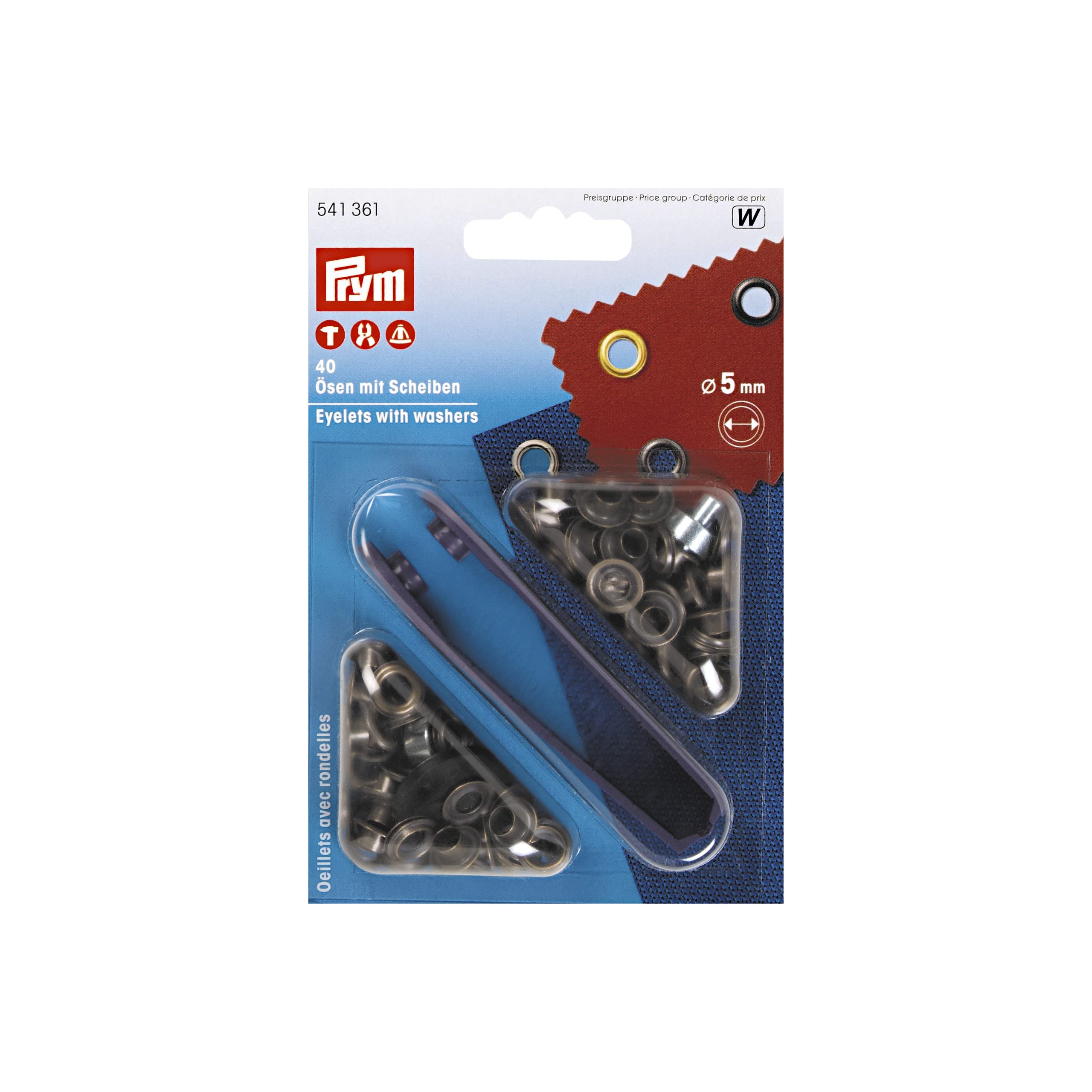 Prym Eyelets Plus Washers, Metal, Antique Brass, 5 mm, 40-Piece