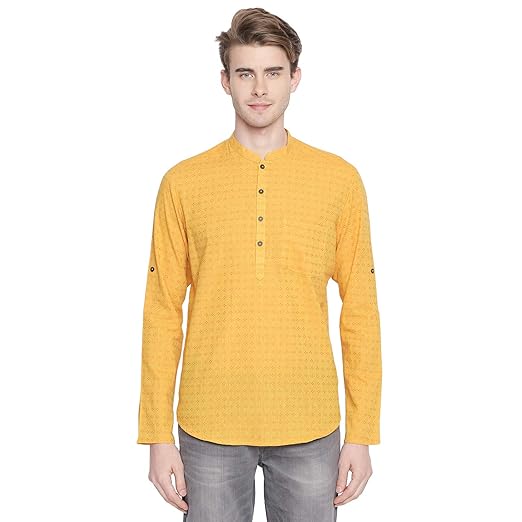 Men's Cotton Kurta (110049629_Mustard_Medium)