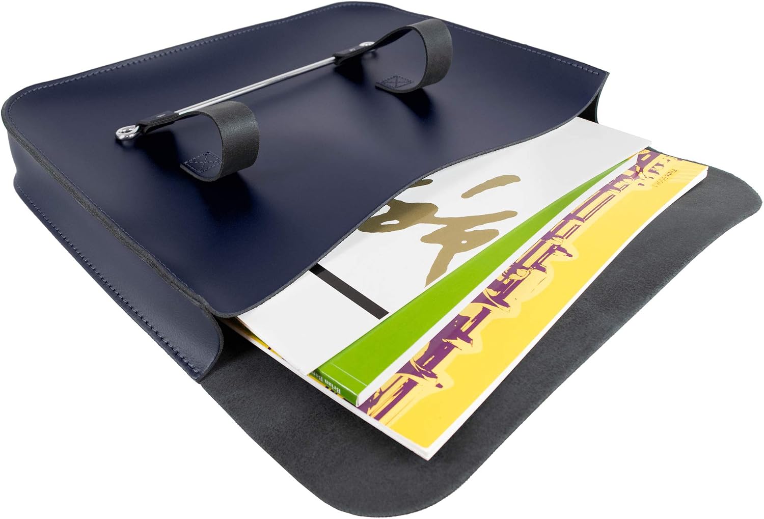 Oxford Traditional Leather MC1-N Music Case, Navy, Internal dimensions 36 x 25 x 4.5cm - Image 4